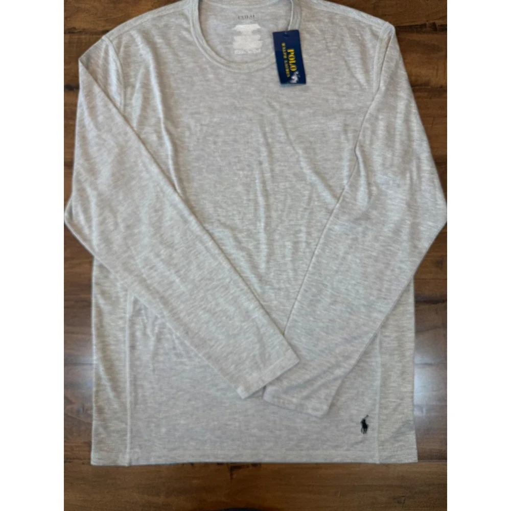 Polo Ralph Lauren Mens Long Sleeve Performance T-Shirt Gray cotton  Large NWT